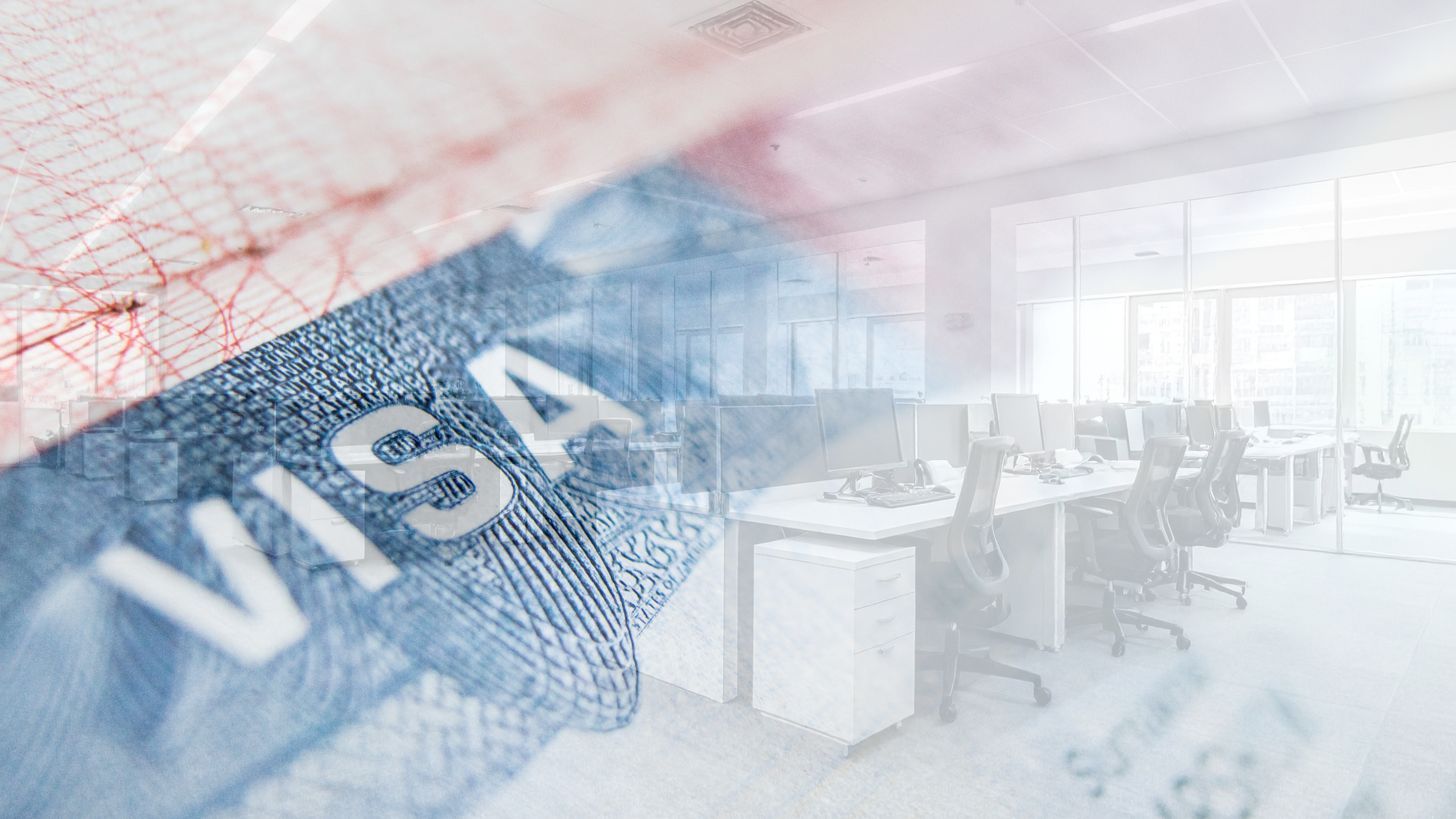 the word VISA overlayed on the image of an empty IT support office